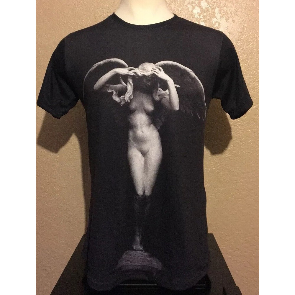 En Noir Men's Size Medium Black Angel Nude Print T Shirt M Made in USA
